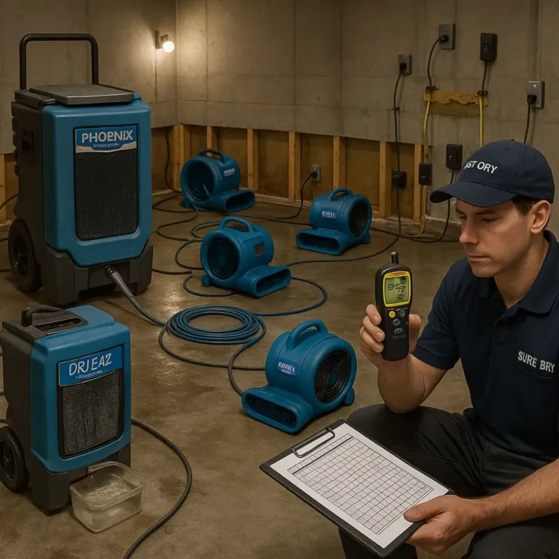 Structural Drying and Dehumidification process in Upland, CA
